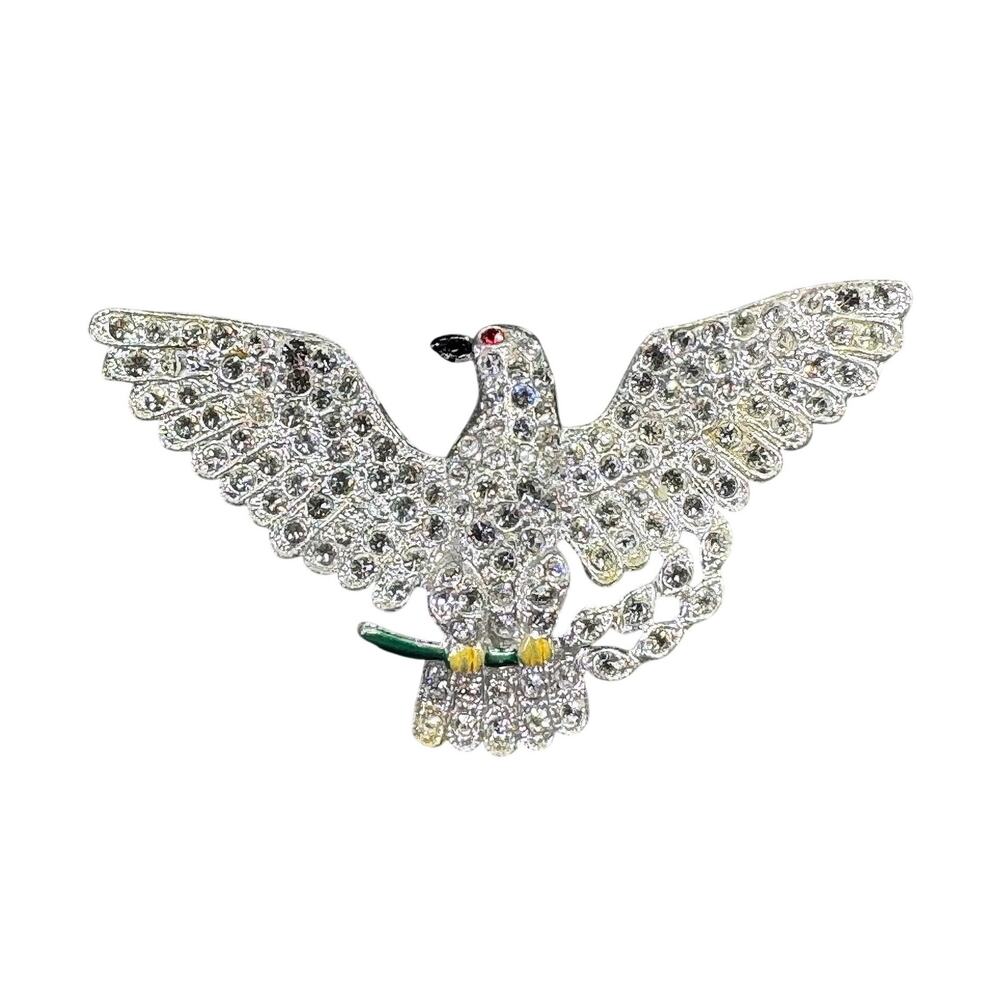 Vintage Deco Rhinestone Eagle Brooch – Statement Patriotic Eagle Pin